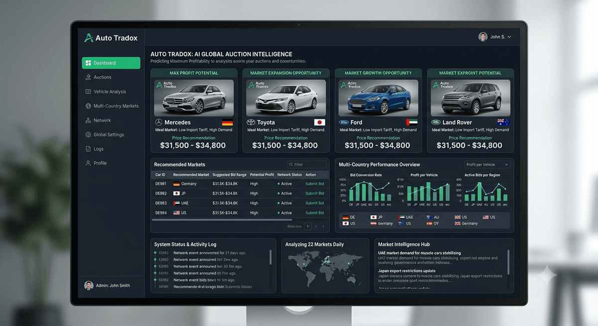 AI recommendation engine suggesting best market and price for a vehicle
